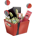 Tray cardboard square red/black bow Handles