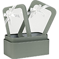 Box Cardboard Rectangular green water / white window PVC bow white satin