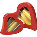 Box cardboard heart shape chocolates 4 rows red/gold