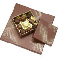Caixa carto quadrada chocolates 3 linhas P DE OURO castanho/estampagem a quente ouro