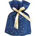 Bag Non-woven polypropylene blue/gold/white gold satin ribbon 