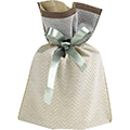 Bag Non-woven polypropylene brown/beige/green satin ribbon/label   