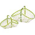 Basket oval bamboo white/green     